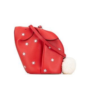 ロエベ うさぎ バニー 星 スター モチーフ ショルダーバッグ レッド ホワイト レザー レディース LOEWE 【中古】