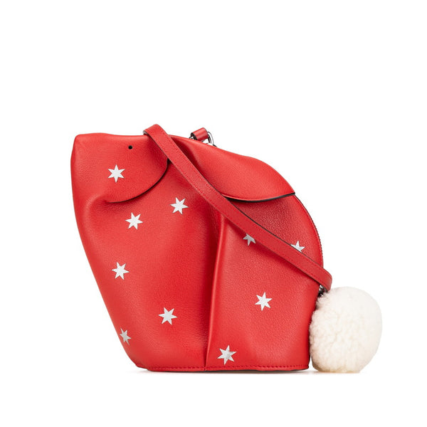 ロエベ うさぎ バニー 星 スター モチーフ ショルダーバッグ レッド ホワイト レザー レディース LOEWE 【中古】