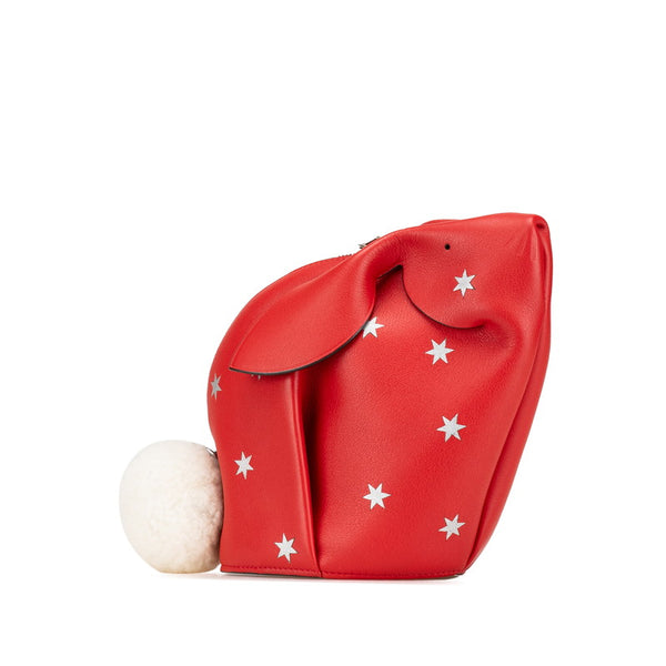 ロエベ うさぎ バニー 星 スター モチーフ ショルダーバッグ レッド ホワイト レザー レディース LOEWE 【中古】