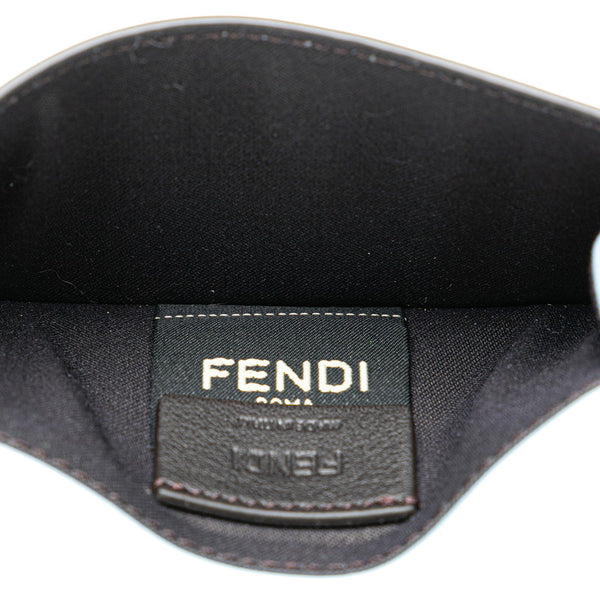 フェンディ ロゴ ROMA カードケース 名刺入れ 8M0423 ライトブルー レザー レディース FENDI 【中古】