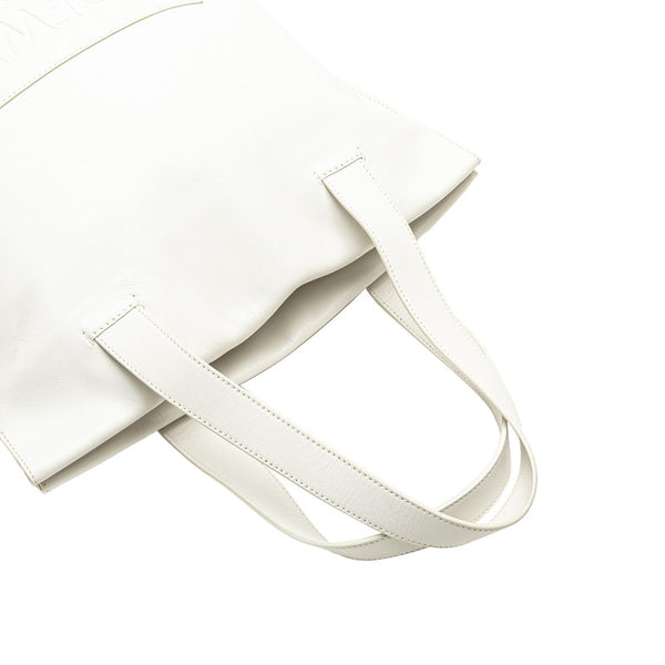 ロエベ アナグラム ショッパー トートバッグ ホワイト レザー レディース LOEWE 【中古】