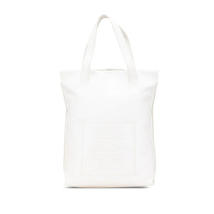 ロエベ アナグラム ショッパー トートバッグ ホワイト レザー レディース LOEWE 【中古】