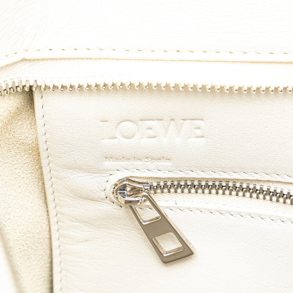 ロエベ アナグラム ショッパー トートバッグ ホワイト レザー レディース LOEWE 【中古】
