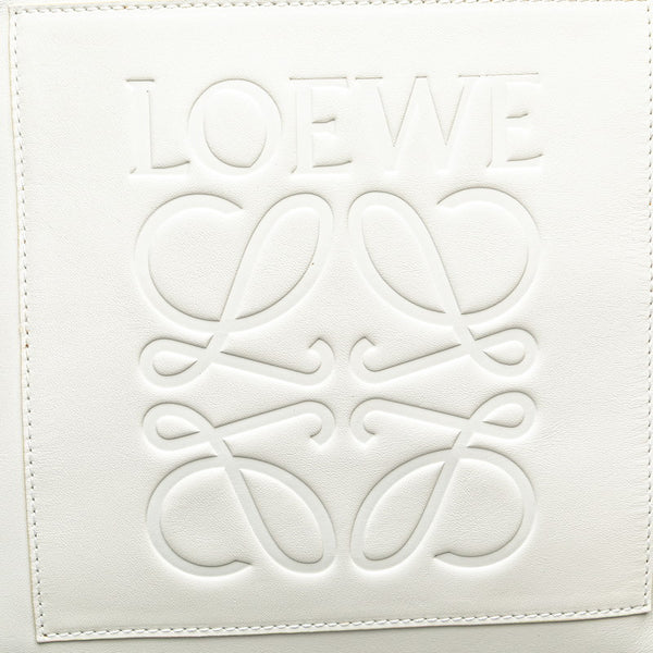ロエベ アナグラム ショッパー トートバッグ ホワイト レザー レディース LOEWE 【中古】