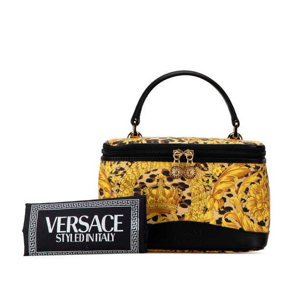 ヴェルサーチェ サンバースト バニティバッグ イエロー ブラック PVC レザー レディース VERSACE 【中古】