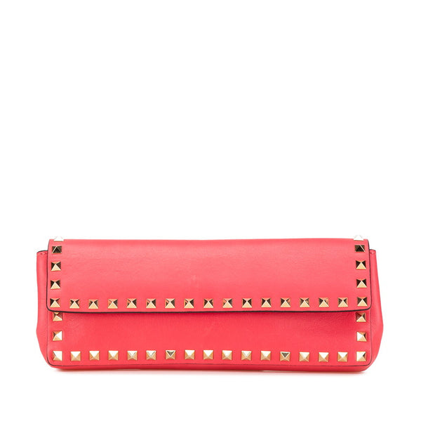 ヴァレンチノ ロックスタッズ クラッチバッグ セカンドバッグ ピンク レザー レディース Valentino 【中古】