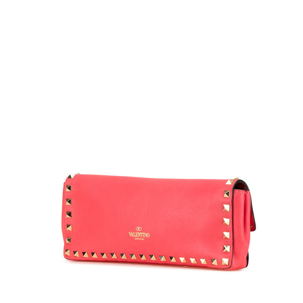 ヴァレンチノ ロックスタッズ クラッチバッグ セカンドバッグ ピンク レザー レディース Valentino 【中古】