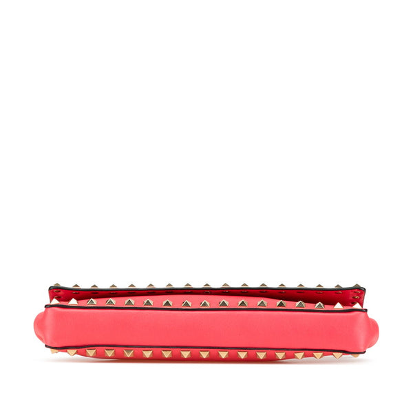 ヴァレンチノ ロックスタッズ クラッチバッグ セカンドバッグ ピンク レザー レディース Valentino 【中古】