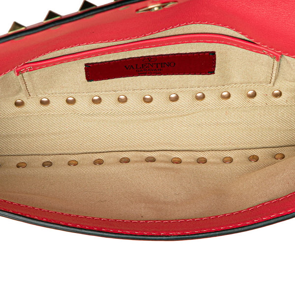 ヴァレンチノ ロックスタッズ クラッチバッグ セカンドバッグ ピンク レザー レディース Valentino 【中古】