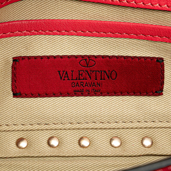 ヴァレンチノ ロックスタッズ クラッチバッグ セカンドバッグ ピンク レザー レディース Valentino 【中古】