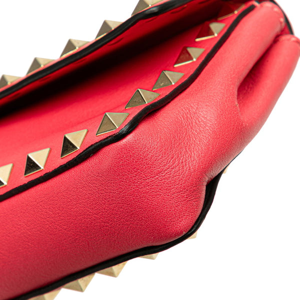 ヴァレンチノ ロックスタッズ クラッチバッグ セカンドバッグ ピンク レザー レディース Valentino 【中古】