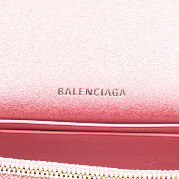 バレンシアガ アワーグラス XS チェーンウォレット ショルダーバッグ ピンク レザー レディース BALENCIAGA 【中古】