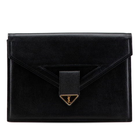 サンローラン クラッチバッグ ブラック レザー レディース SAINT LAURENT 【中古】