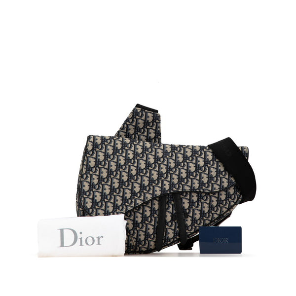 ディオール オブリーク サドル ボディバッグ ショルダーバッグ ベージュ ネイビー キャンバス レザー レディース Dior 【中古】