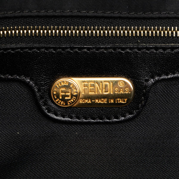 フェンディ FFロゴ金具 ハンドバッグ 15321 ブラック ナイロン レザー レディース FENDI 【中古】