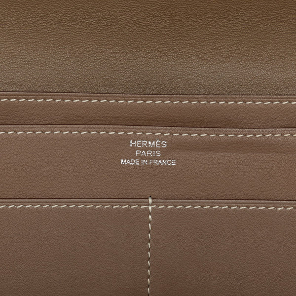 エルメス ドゴンGM 長財布 エトゥープ シルバー スイフト レディース HERMES 【中古】