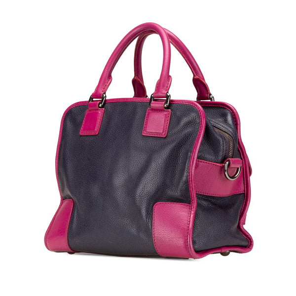 ロエベ アナグラム クルス ハンドバッグ ショルダーバッグ 2WAY ネイビー パープル レザー レディース LOEWE 【中古】