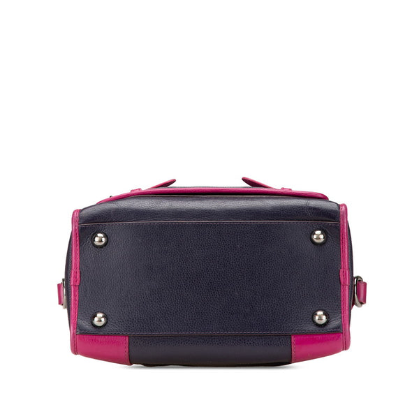 ロエベ アナグラム クルス ハンドバッグ ショルダーバッグ 2WAY ネイビー パープル レザー レディース LOEWE 【中古】