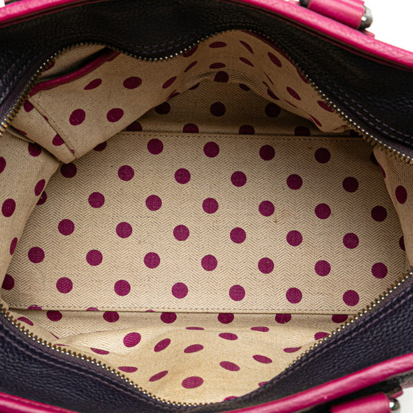 ロエベ アナグラム クルス ハンドバッグ ショルダーバッグ 2WAY ネイビー パープル レザー レディース LOEWE 【中古】