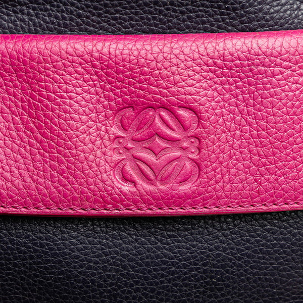 ロエベ アナグラム クルス ハンドバッグ ショルダーバッグ 2WAY ネイビー パープル レザー レディース LOEWE 【中古】