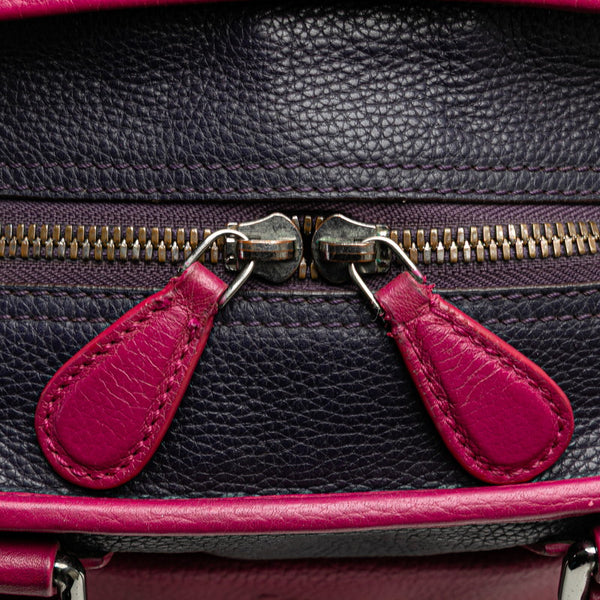 ロエベ アナグラム クルス ハンドバッグ ショルダーバッグ 2WAY ネイビー パープル レザー レディース LOEWE 【中古】