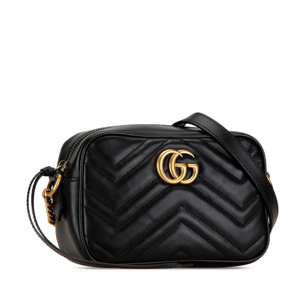 グッチ GGマーモント キルティング 斜め掛け ミニショルダーバッグ 448065 ブラック レザー レディース GUCCI 【中古】