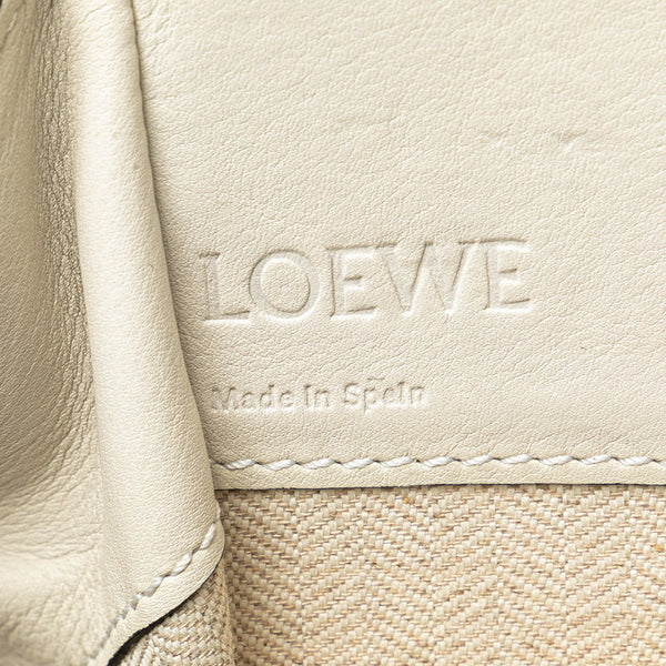 ロエベ ドローストリング ハンモック ミニ ハンドバッグ ショルダーバッグ 2WAY ホワイト レザー レディース LOEWE 【中古】