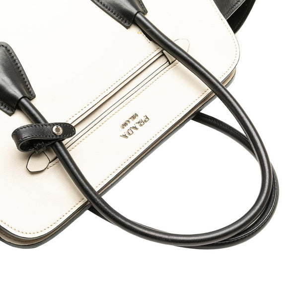 プラダ バイカラー トートバッグ BN2611 ホワイト ブラック レザー レディース PRADA 【中古】