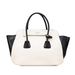 プラダ バイカラー トートバッグ BN2611 ホワイト ブラック レザー レディース PRADA 【中古】