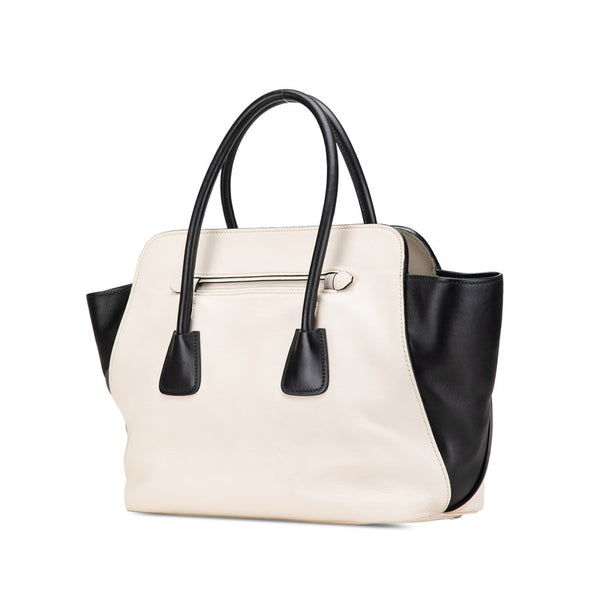 プラダ バイカラー トートバッグ BN2611 ホワイト ブラック レザー レディース PRADA 【中古】