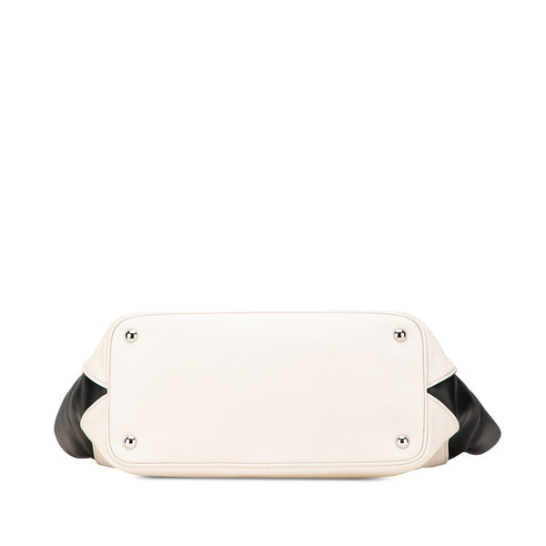 プラダ バイカラー トートバッグ BN2611 ホワイト ブラック レザー レディース PRADA 【中古】