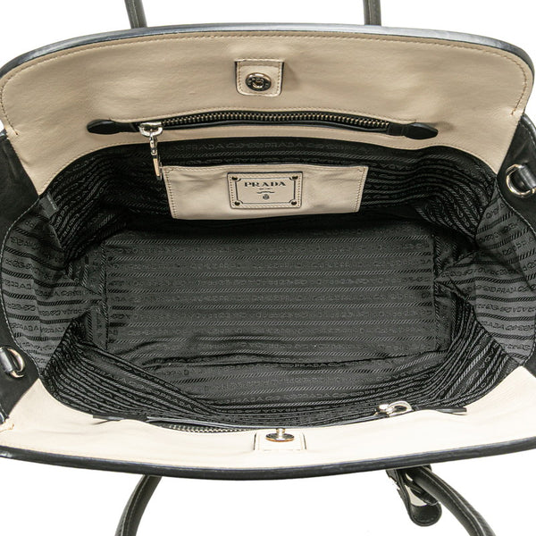 プラダ バイカラー トートバッグ BN2611 ホワイト ブラック レザー レディース PRADA 【中古】