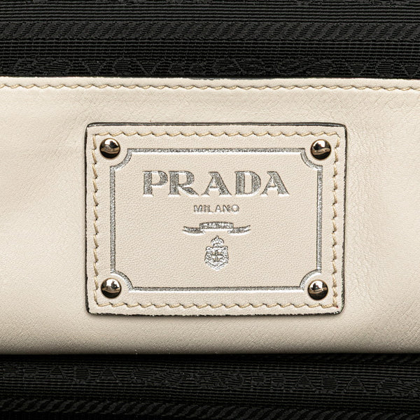 プラダ バイカラー トートバッグ BN2611 ホワイト ブラック レザー レディース PRADA 【中古】