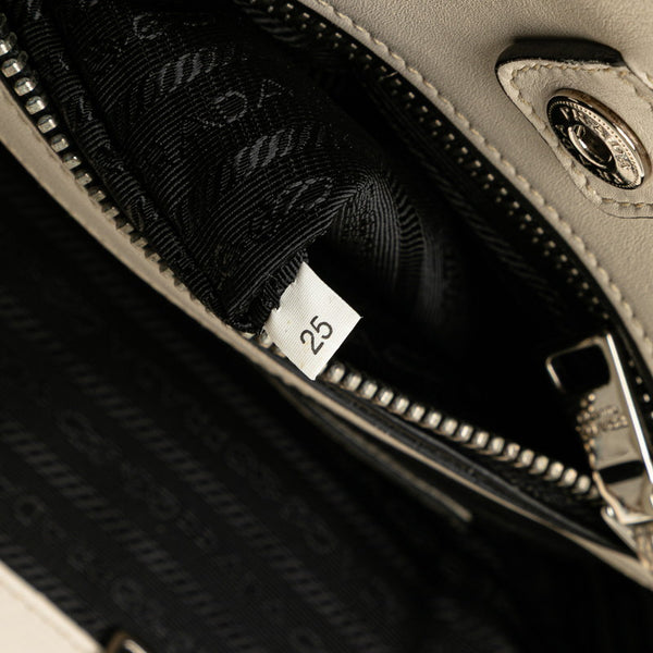 プラダ バイカラー トートバッグ BN2611 ホワイト ブラック レザー レディース PRADA 【中古】