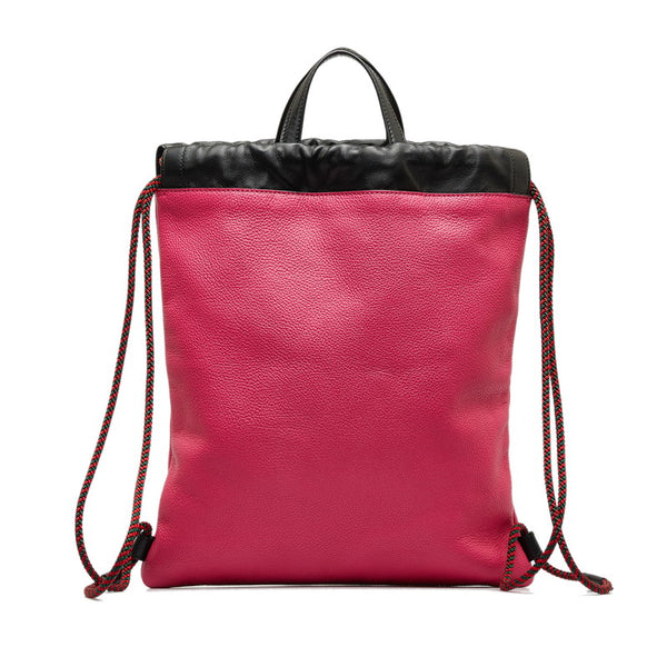 グッチ ドローストリング リュック ナップサック バックパック 523586 ピンク レザー レディース GUCCI 【中古】