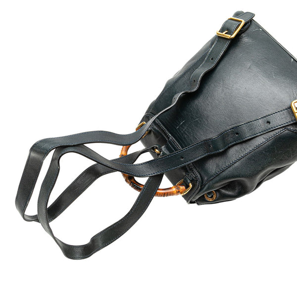 グッチ バンブー リュック バックパック 003 3444 0030 グリーン レザー レディース GUCCI 【中古】