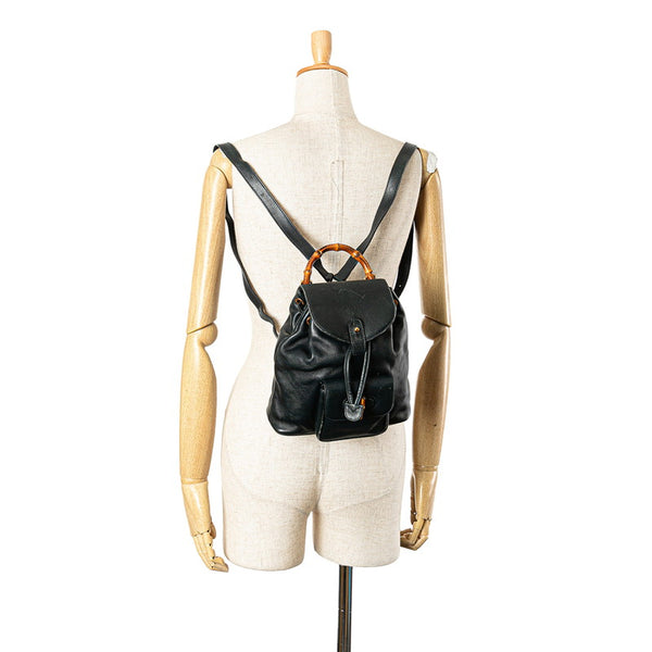 グッチ バンブー リュック バックパック 003 3444 0030 グリーン レザー レディース GUCCI 【中古】