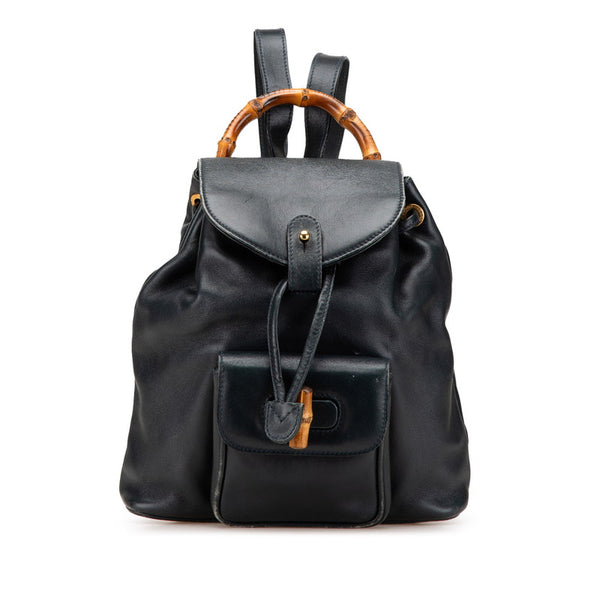 グッチ バンブー リュック バックパック 003 3444 0030 グリーン レザー レディース GUCCI 【中古】