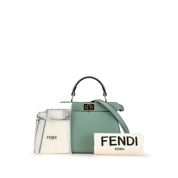 フェンディ ピーカブー アイシーユー ミニ ハンドバッグ ショルダーバッグ 2WAY 8BN335 グリーン レザー レディース FENDI 【中古】