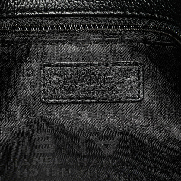 シャネル ロゴ チョコバー トートバッグ ショルダーバッグ ブラック キャビアスキン レディース CHANEL 【中古】