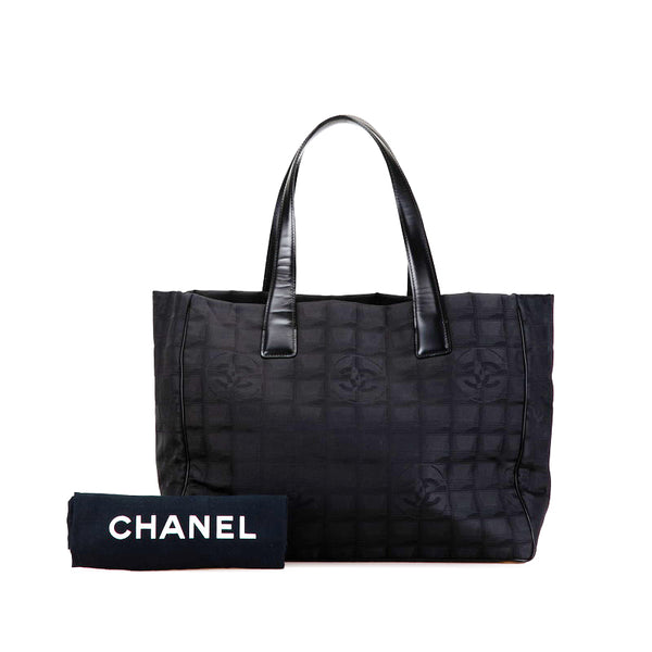 シャネル ニュートラベルライン ココマーク トートバッグ A15991 ブラック ナイロン レザー レディース CHANEL 【中古】