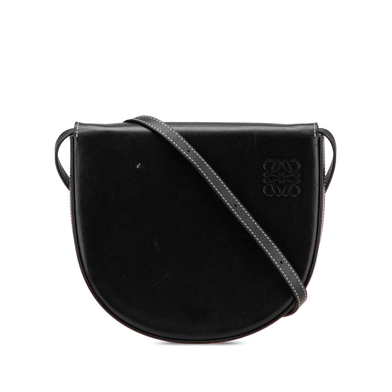 ロエベ アナグラム ヒールポーチ ショルダーバッグ ブラック レザー レディース LOEWE 【中古】