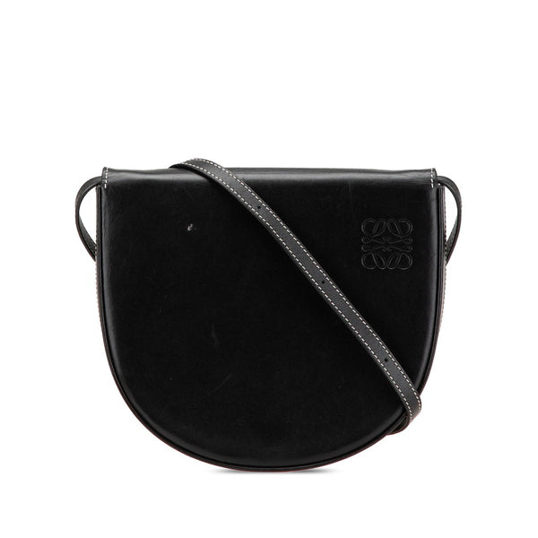 ロエベ アナグラム ヒールポーチ ショルダーバッグ ブラック レザー レディース LOEWE 【中古】