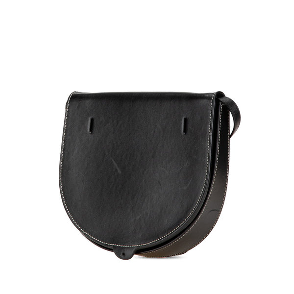 ロエベ アナグラム ヒールポーチ ショルダーバッグ ブラック レザー レディース LOEWE 【中古】