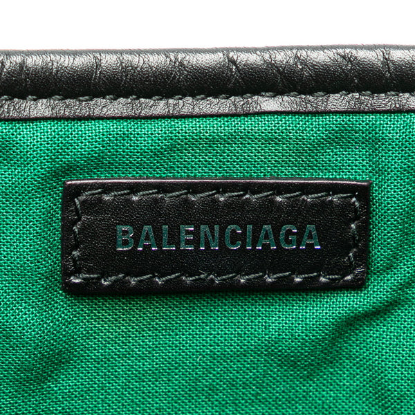 バレンシアガ チェック ネイビーカバス S トートバッグ 339933 グリーン ブラック マルチカラー ウール レザー レディース BALENCIAGA 【中古】