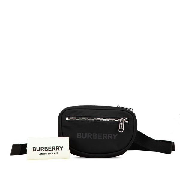 バーバリー ロゴ ウエストバッグ ボディバッグ ブラック ナイロン レディース BURBERRY 【中古】