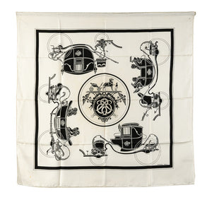 エルメス カレ90 EX-LIBRIS スカーフ ホワイト マルチカラー シルク レディース HERMES 【中古】
