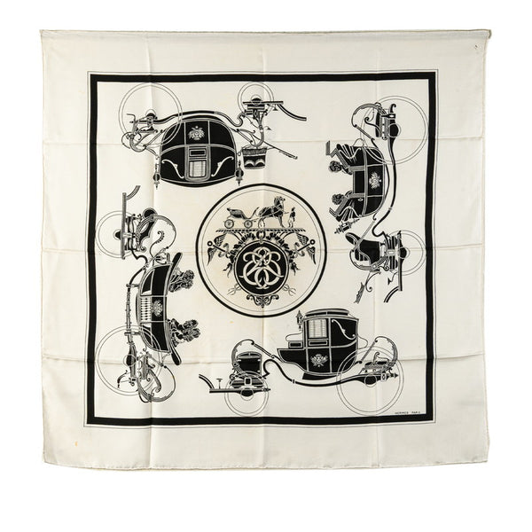 エルメス カレ90 EX-LIBRIS スカーフ ホワイト マルチカラー シルク レディース HERMES 【中古】