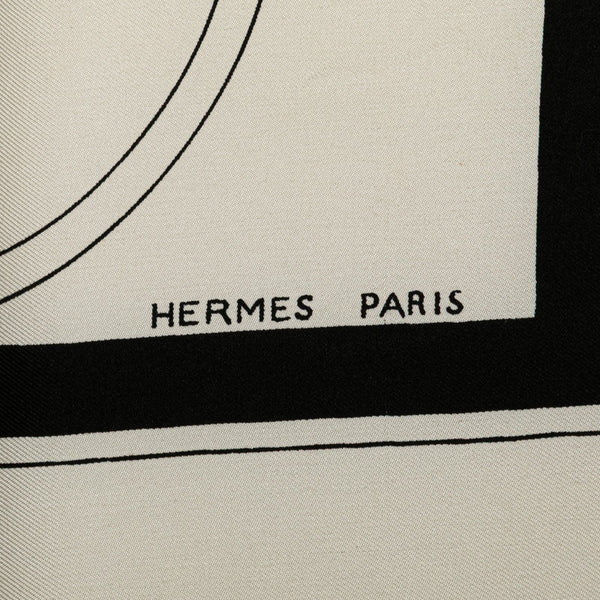 エルメス カレ90 EX-LIBRIS スカーフ ホワイト マルチカラー シルク レディース HERMES 【中古】