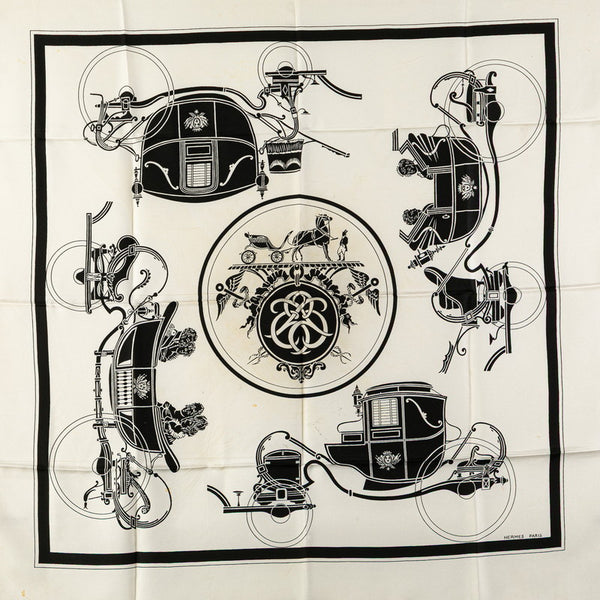 エルメス カレ90 EX-LIBRIS スカーフ ホワイト マルチカラー シルク レディース HERMES 【中古】
